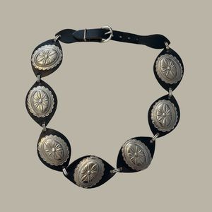 Vintage Western Conch Leather Belt